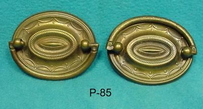 P-85 Antique/vintage Furniture Drawer Pulls, 2 medallion style. All brass