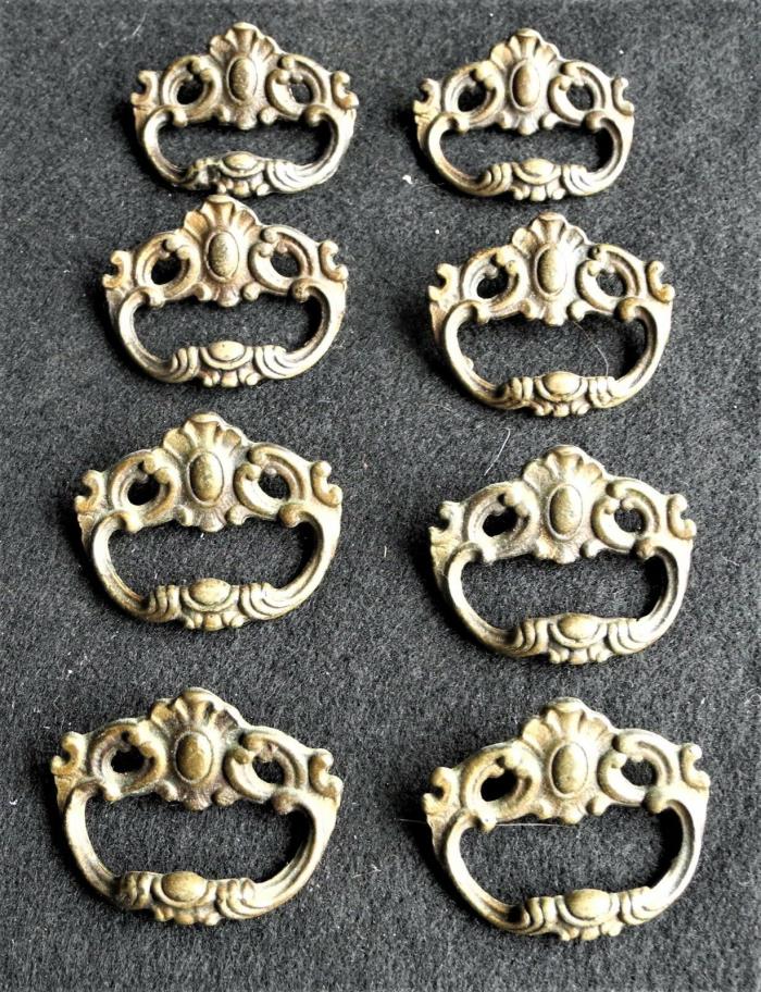 Eight Antique Victorian Solid Brass Finger pull Drawer Hardware Unique 2