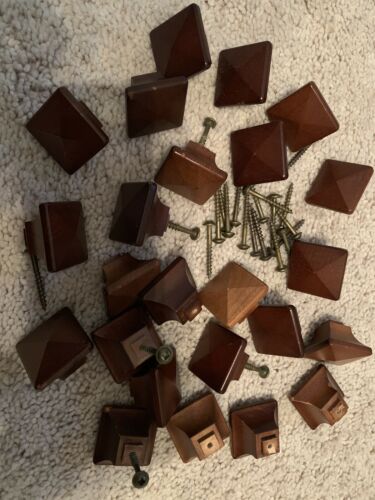 Lot Of 24 Ethan Allen Square Wooden Furniture Cabinet Drawer Pulls Handes Screws