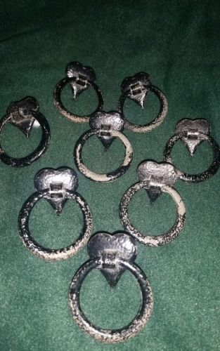 Vintage Heart Drawer Pulls Bail Ring Hammered wrought iron