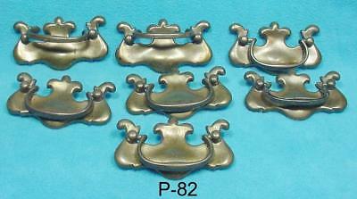 P-82 Antique/vintage Furniture Drawer Pulls, 7 Chippendale Style, Brass Plated