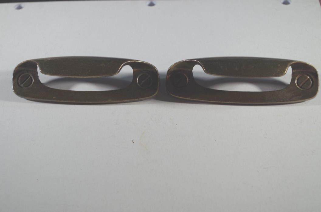 2 Vintage Brass Drawer Cabinet Pulls 3