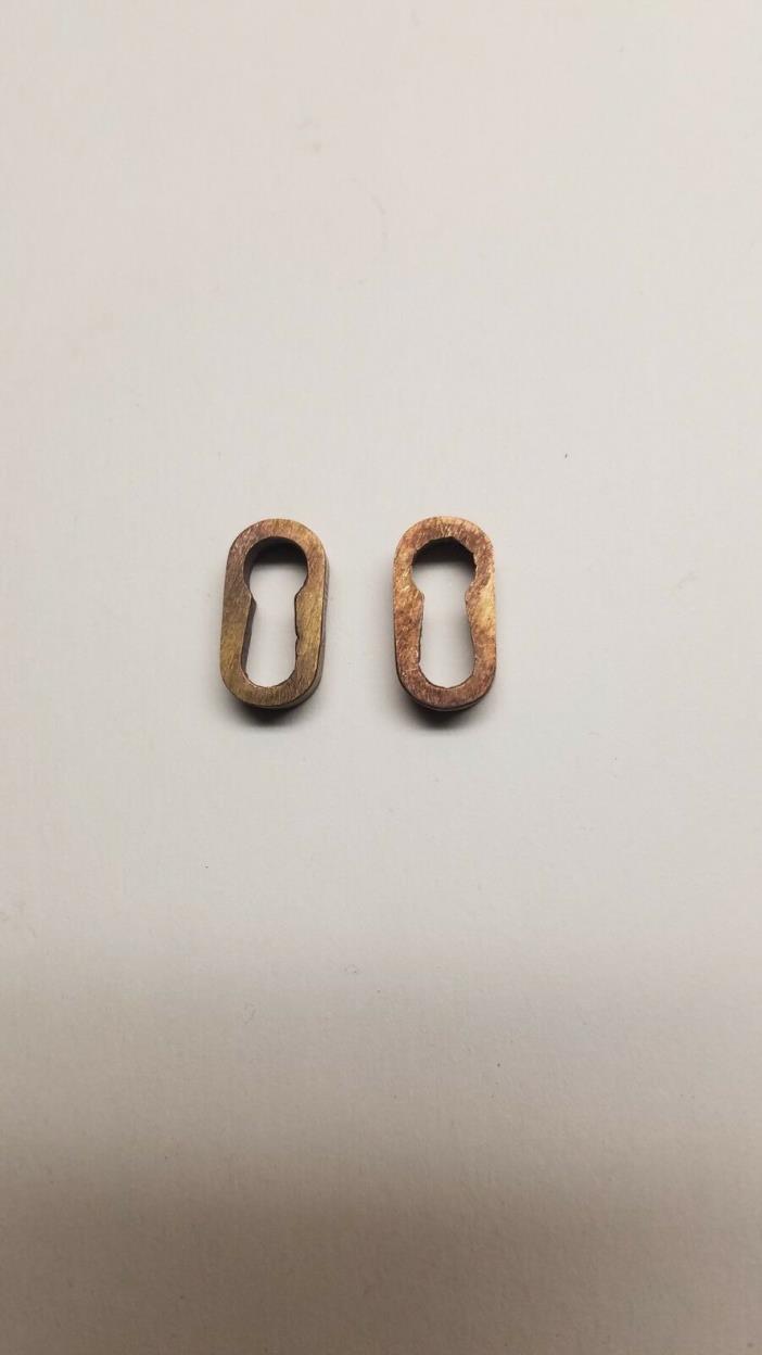 2 Vintage Antique Brass Escutcheon Keyhole Inserts
