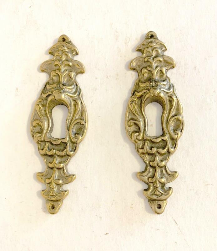 PAIR OF VINTAGE BRASS KEYHOLE COVERS