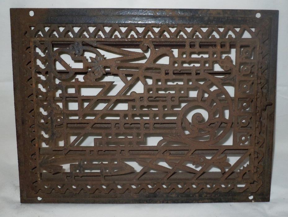 Antique Cast Iron Victorian Heat Grate WALL Register 11X15