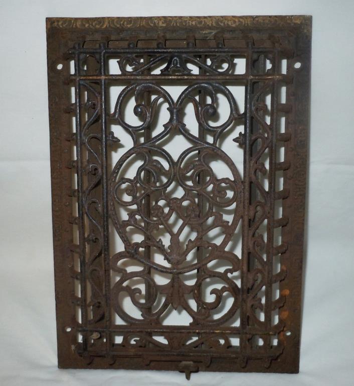 Antique Cast Iron Victorian Heat Grate WALL Register 9.5X13.5