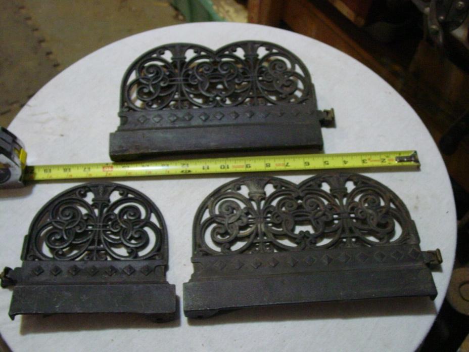 3 Vintage Antique decorative black cast iron grates wall displays for one price