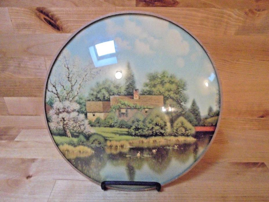 VINTAGE COTTAGE DUCKS BUBBLE GLASS STOVEPIPE/CHIMNEY SHIELD FLUE VENT COVER