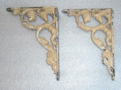 fine pair small antique painted cast iron shelf bracket
