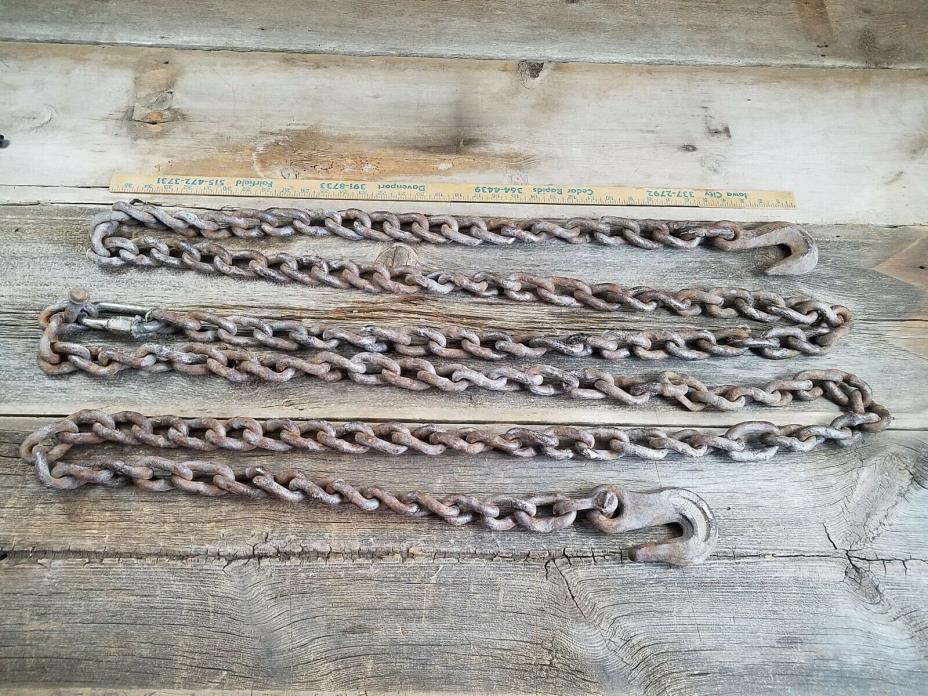Vintage 17' Log Chain  with Hooks,Upcycle,Rustic Decor,37 lb metal art