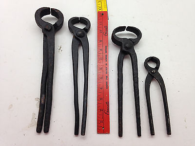 4 Hand Forged Wrought Iron Blacksmith Hoof Nippers Tongs Shoe Tool Cutters {N4}