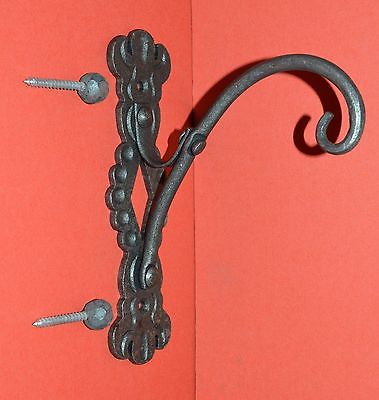 Shepards Hook Scroll Wall Hanger, Elegant Wrought Iron with Ball Screws