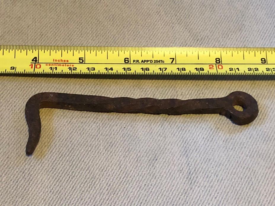 Vintage Antique Twisted Iron Gate hook large 4 inch hand made