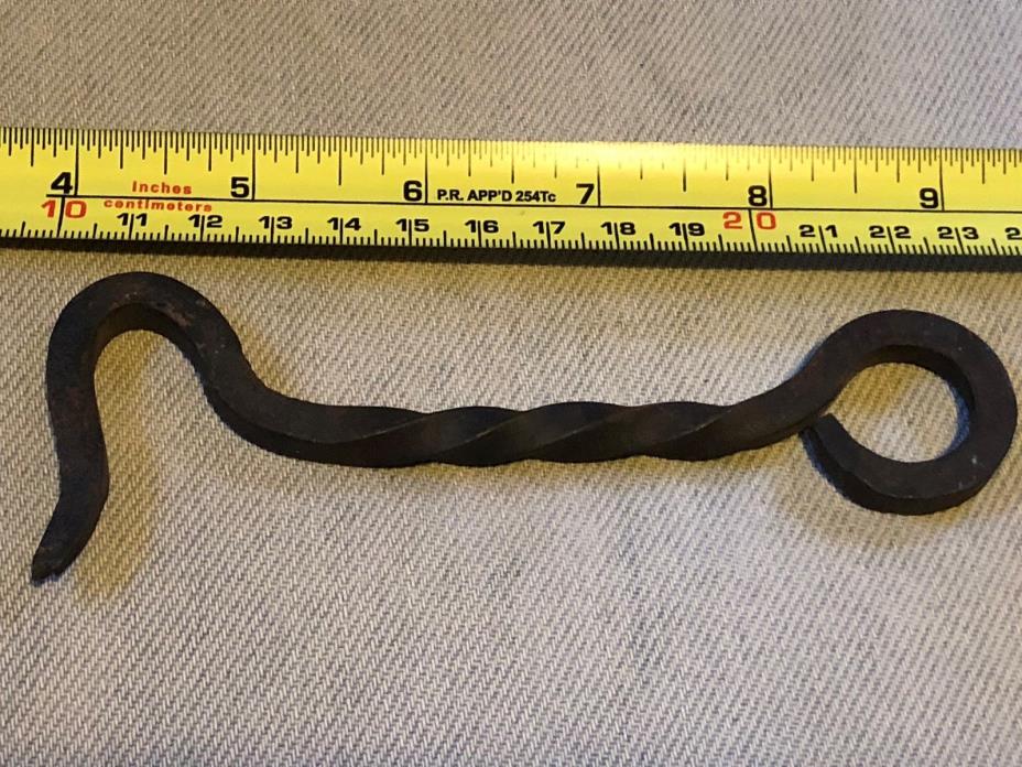 Vintage Antique Twisted Iron Gate hook large 5 inch decorative