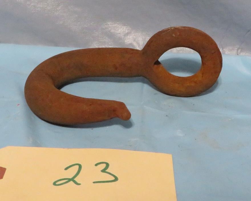 Vintage Rustic Large Steel Log Chain Rigging Eye Hook Steampunk Altered Art