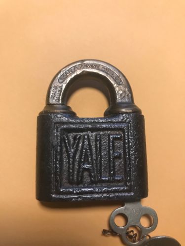 Vintage Yale & Towne Brass Padlock Push Key Works Antique Lock