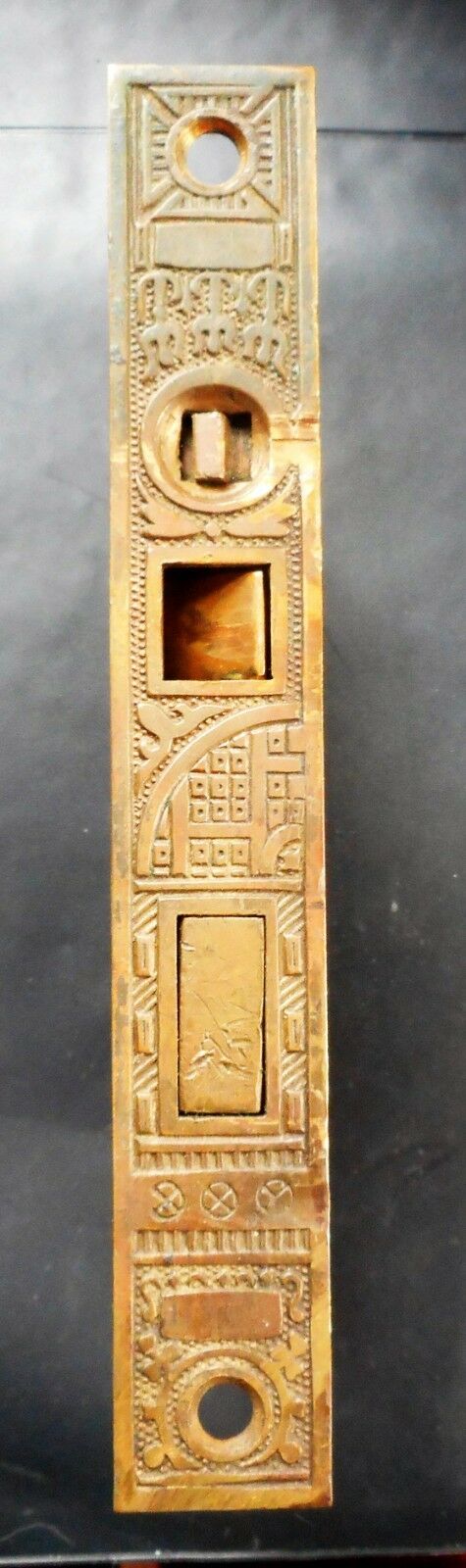 Antique Eastlake Victorian Brass P&F Corbin Door Lock Patented 1870 6 3/4