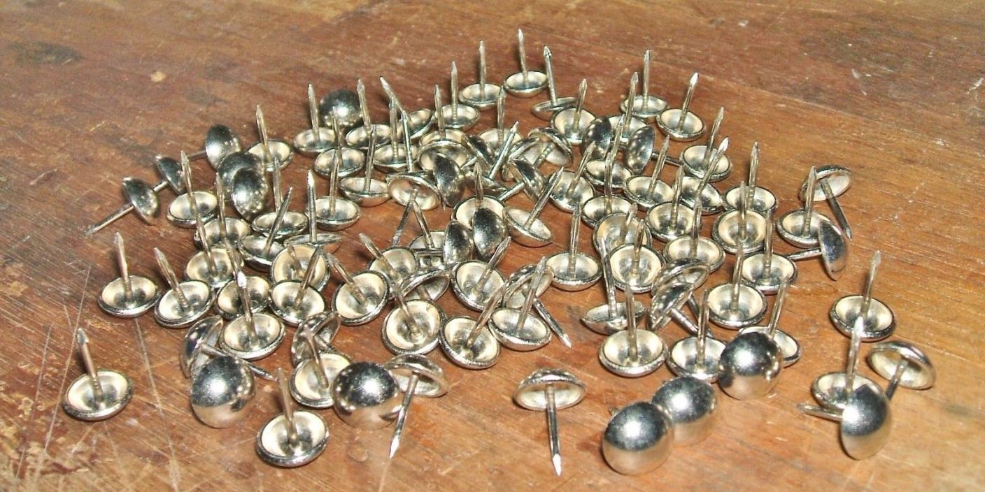 100 Vintage NOS Nickel Plated Steel Upholstery Nails Studs 1960s Made in USA