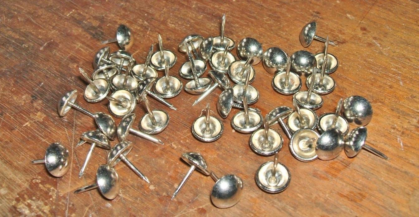 50 Vintage NOS Nickel Plated Steel Upholstery Nails Studs 1960s Made in USA