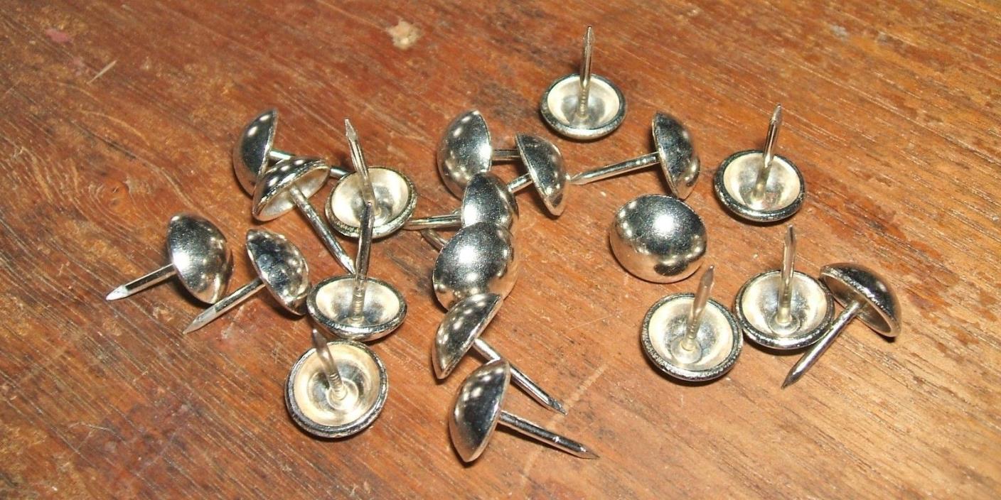 20 Vintage NOS Nickel Plated Steel Upholstery Nails Studs 1960s Made in USA