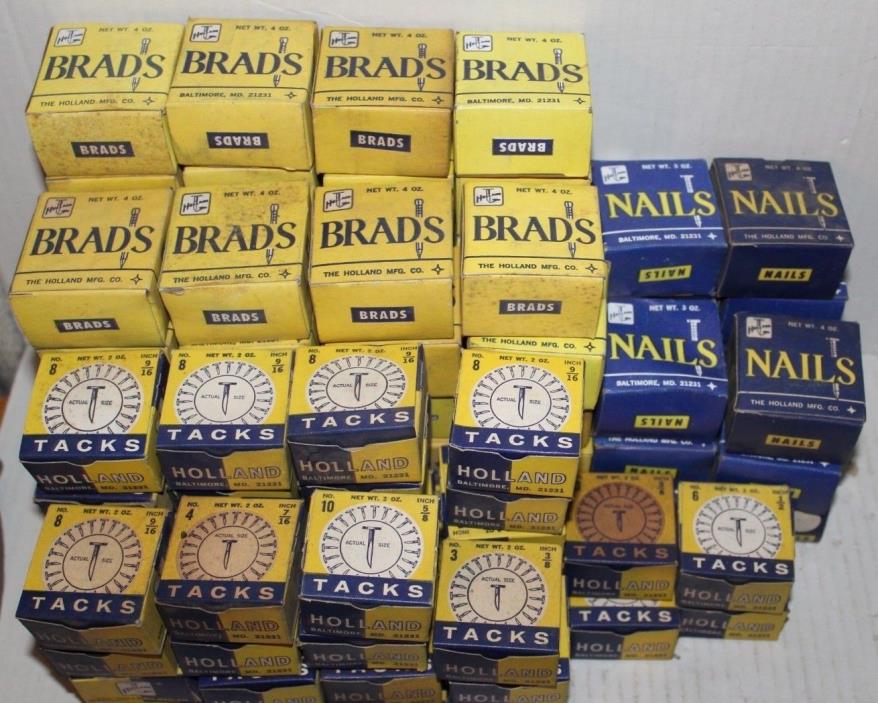 Brads Holland MFG Baltimore Maryland Vintage Big Mixed Lot Nails and Tacks