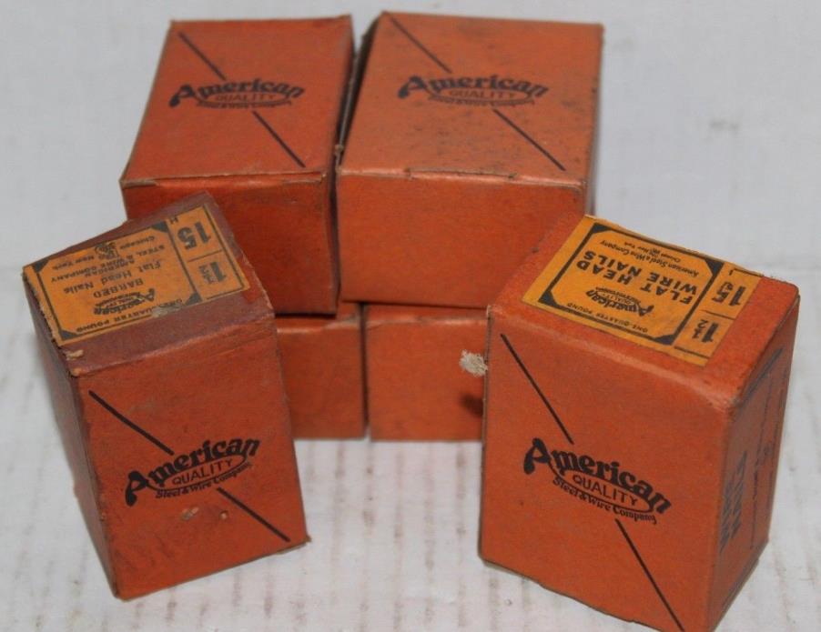 American Quality Steel Wire Flat Head Wire Nails Vtg Cleveland Chicago New York