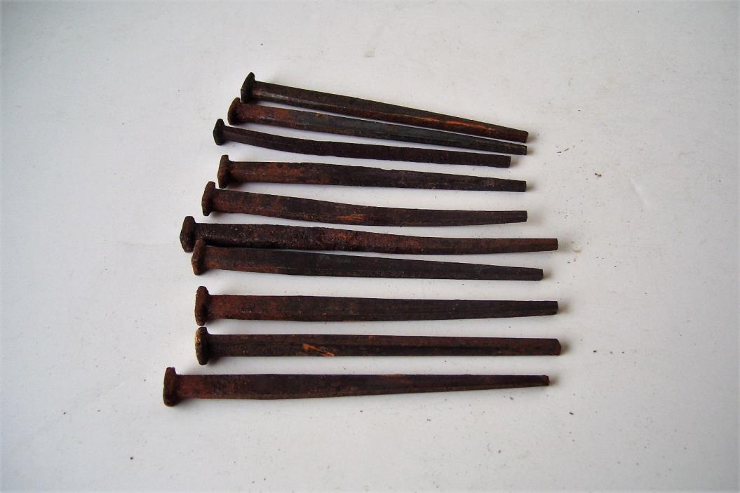 10 Antique Square Nails 4 Inches Long Primitive Rustic Steampunk