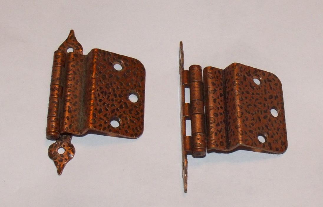 vintage pair of hammered look off set cabinet hinges