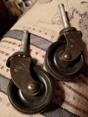 2 Antique Vintage Bsssick Furniture Wheels Casters Industrial Plastic Wheel