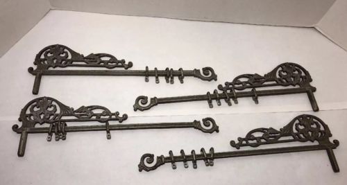 Lot Of 4 Victorian Ornate Antique? Cast Iron Swing Arm Adjustable Curtain Rods