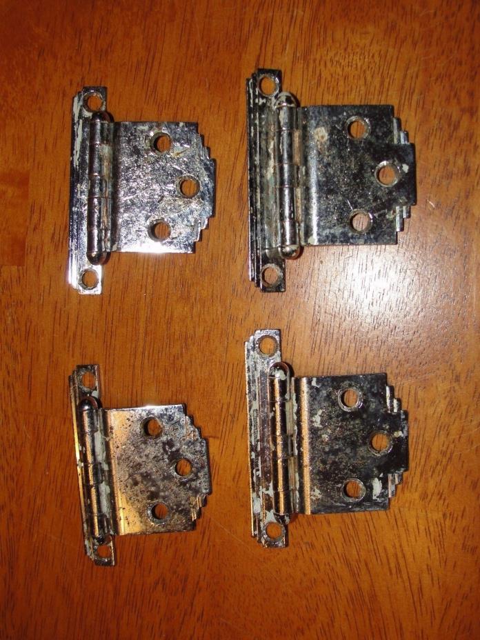 Lot Of 4 Art Deco Vintage Chrome Offset Cabinet Door Hinges