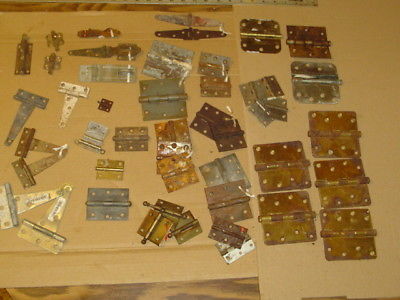 Lot of Vintage 41 Hinges 3 latch  & 3 bolt metal door rusted iron rustic hinge