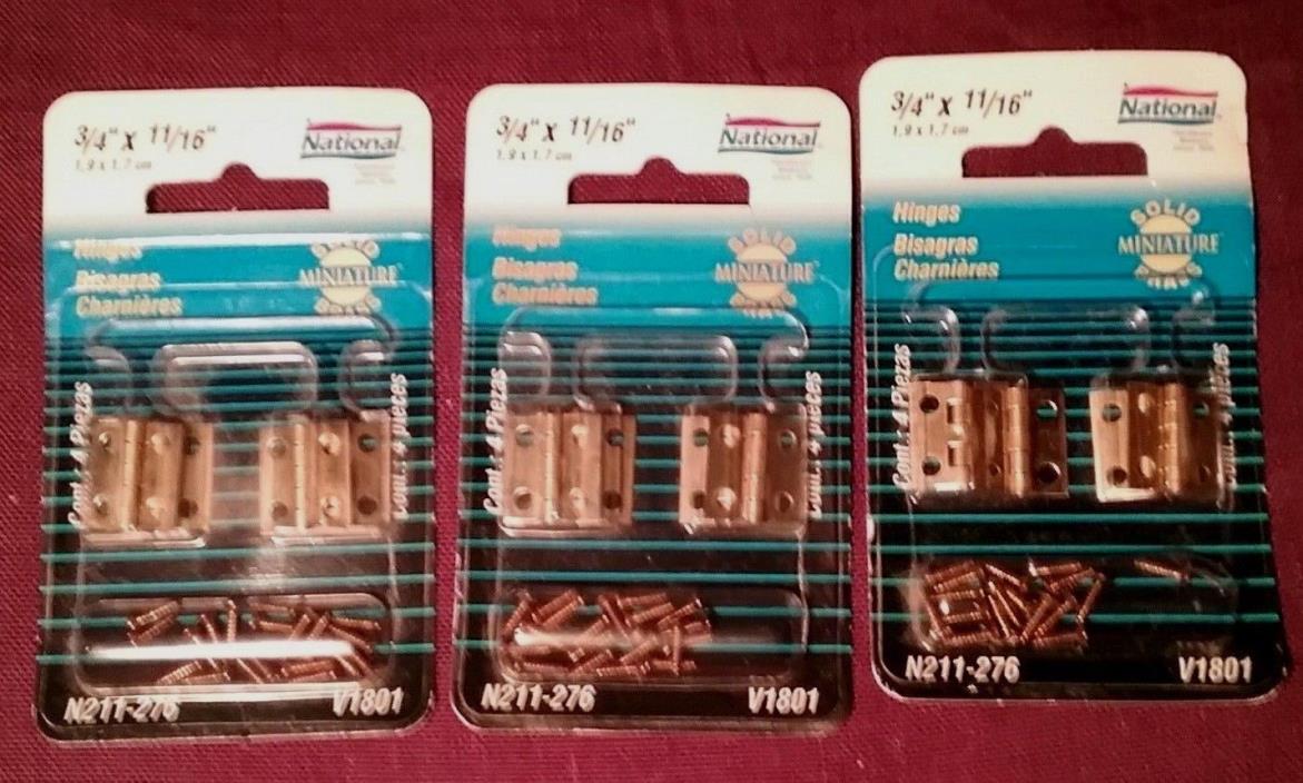 12 Solid Brass Miniature Hinges 3/4