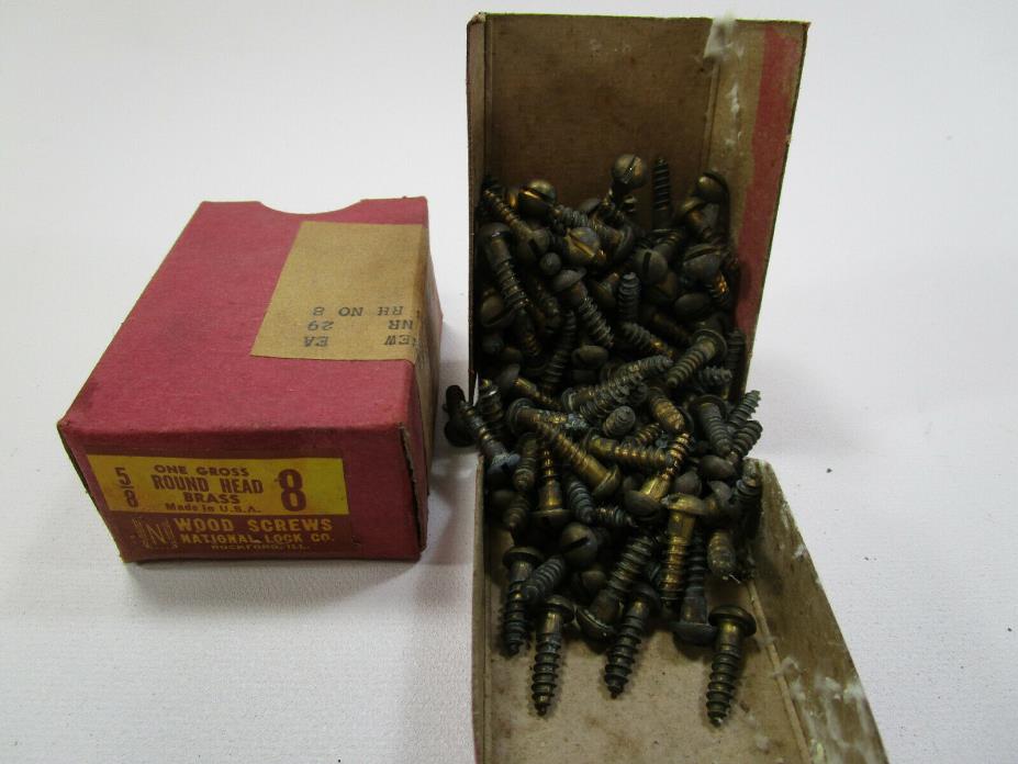 VINTAGE NATIONAL LOCK SOLID BRASS 5/8 SLOTTED WOOD SCREWS 6 GROSS/ BOXES