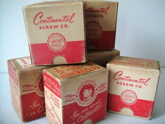 Continental Screw Co~ Lot of Vintage Flat Head Machine Steel Screws 6 Boxes