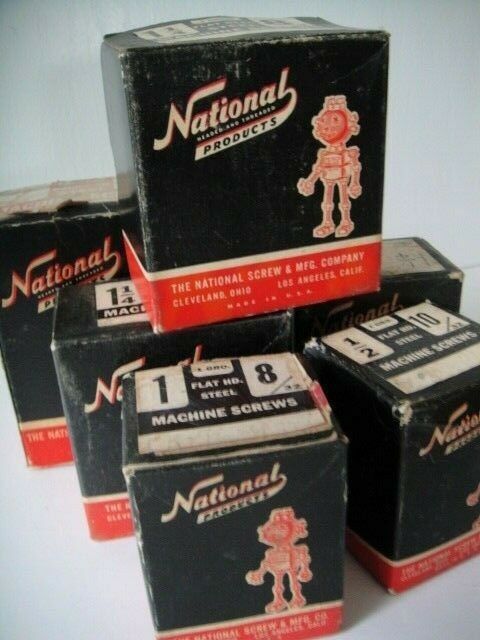 National Products ~ Lot of Vintage Flat Head Machine Steel Screws 6 Boxes