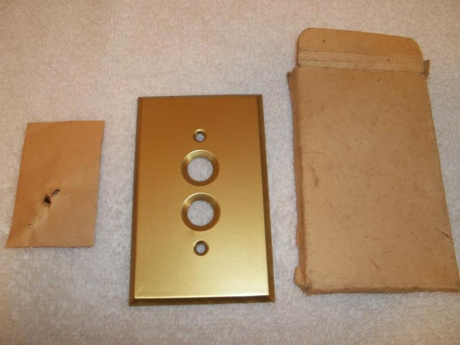 Vtg Antique Circa 1900 UNUSED IN PKG BRASS PUSH BUTTON LIGHT SWITCH PLATE COVER