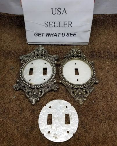 Vintage Architectural Salvage  Brass Single Switch Plate outlet cover. Gorgeous