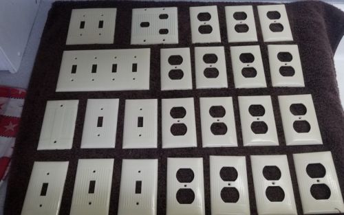 BUY IT NOW 24 pc.Lot Vtg. Sierra Elec.Ribbed Lt.Switch,Plug,outlet Cover Plates