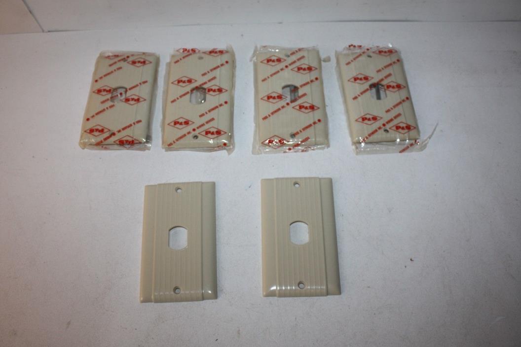 6 Vintage P & S Despard 1 Switch Cover Ivory Bakelite Ribbed 4 New / 2 EUC