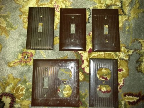 Vintage Brown / Black Bakelite Outlet Wall Plate Switch Duplex Cover various lot