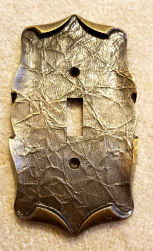 Vintage Amerock 1970's Antique Brass Hammered Single Toggle Light Switch Plate