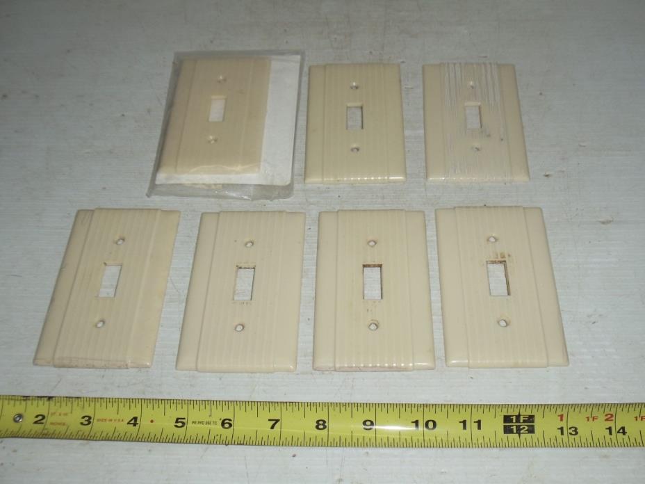 7 Old Vintage Fancy Bakelite Ivory Light Switch Plate Covers Singles