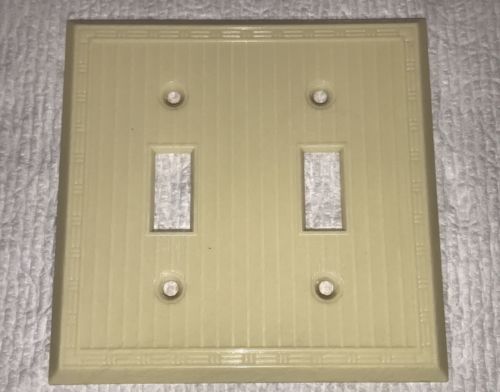 Vintage Mid Century UNILINE BAKELITE 2 Toggle Double Wall Light Switch Plate