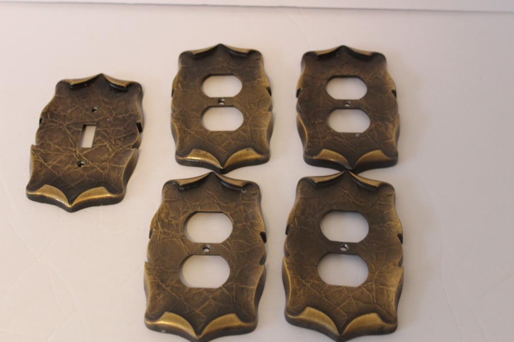 Lot 5 Vtg Amerock Antique Brass Metal Light Switch Outlet Plates Carriage House