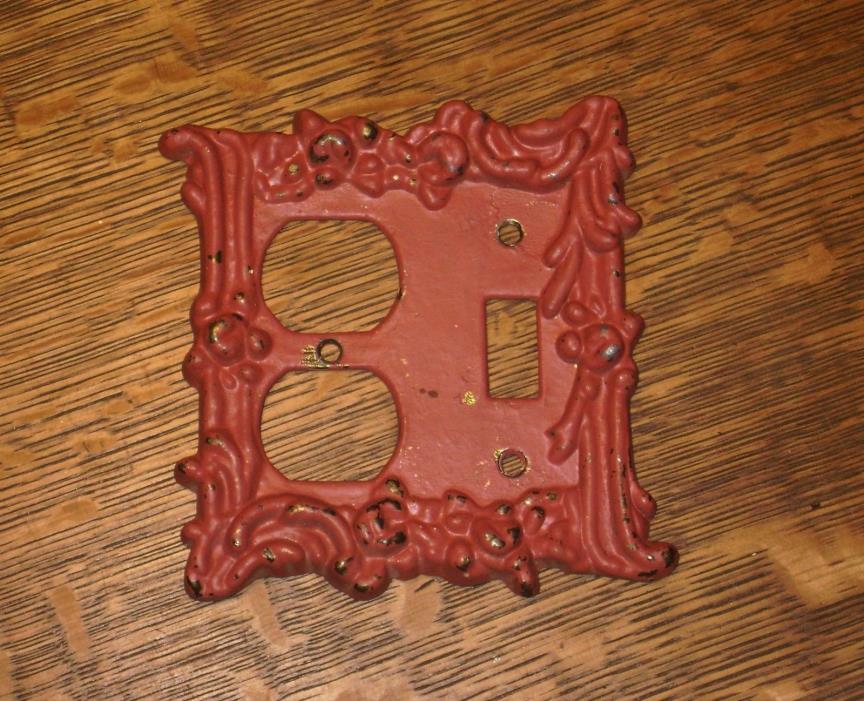 VTG Victorian Style Cast Brass Light Switch Outlet Cover Plate Rose