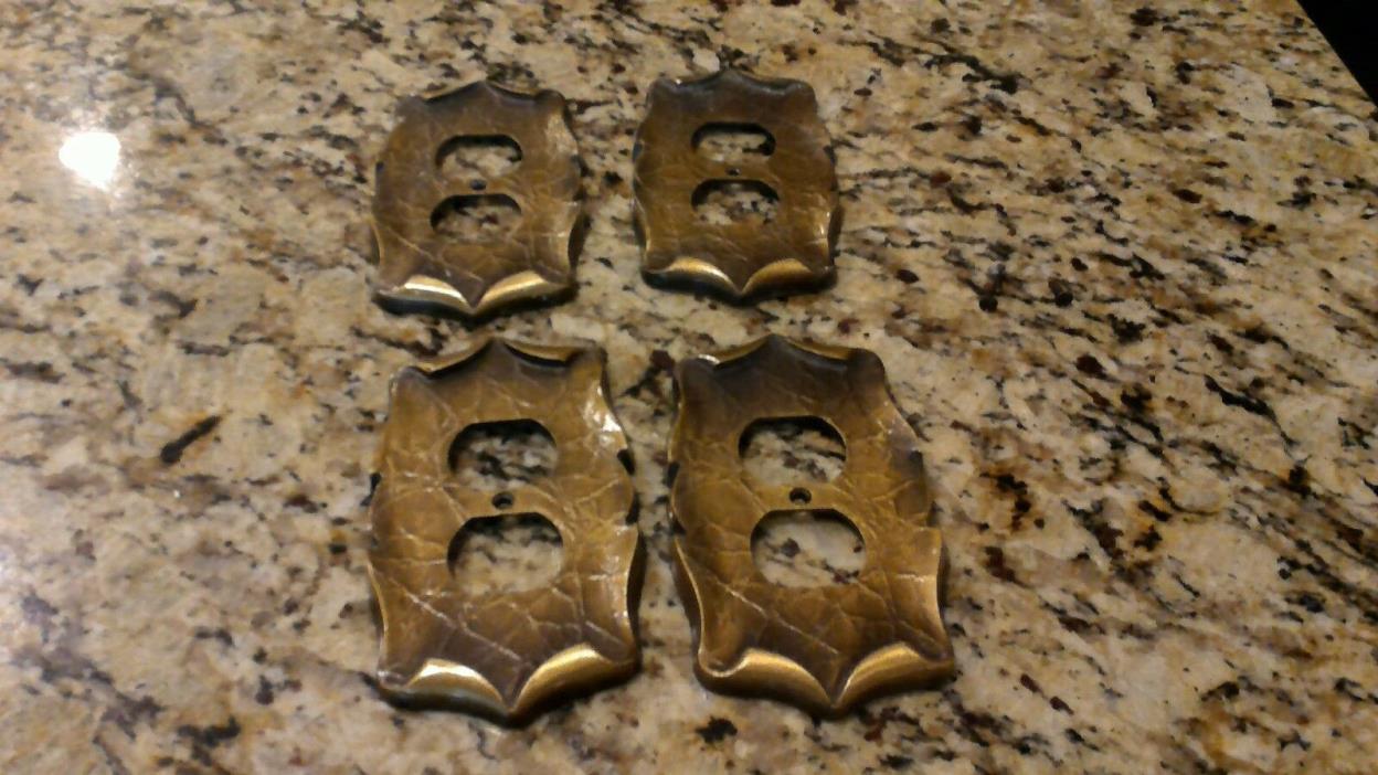 Set 4 Vintage CSA Carriage Decorative Metal Wall Plug Covers Plates Brass Rolled