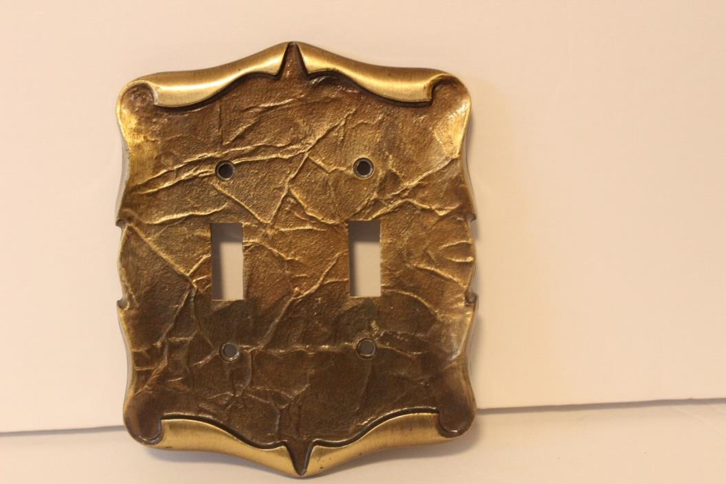 Vintage Amerock Carriage House Antique Brass Double Light Switch Cover Plate