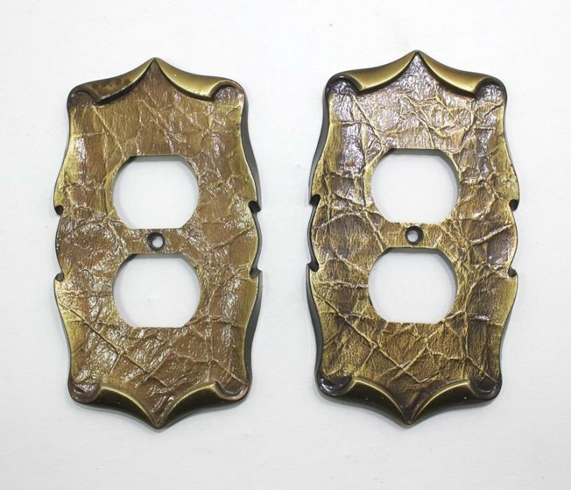 Vintage Amerock Carriage House Brass Double Outlet Cover Plate Wall Cover X2