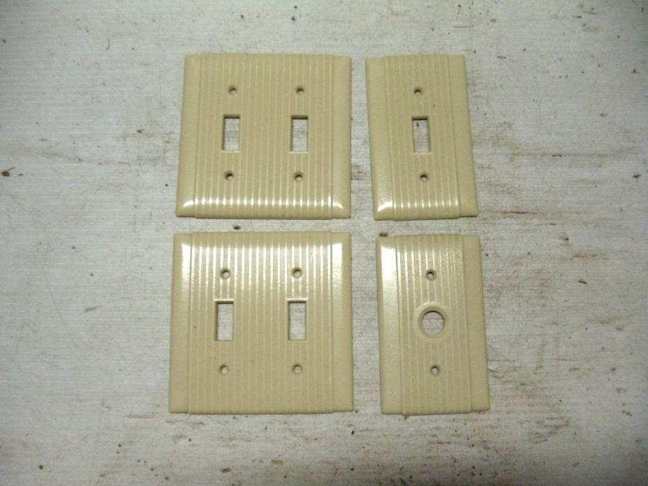 OLD VINTAGE LOT ELECTRIC ELECTRICAL BAKELITE SWITCH OUTLET  PLATE COVER IVORY